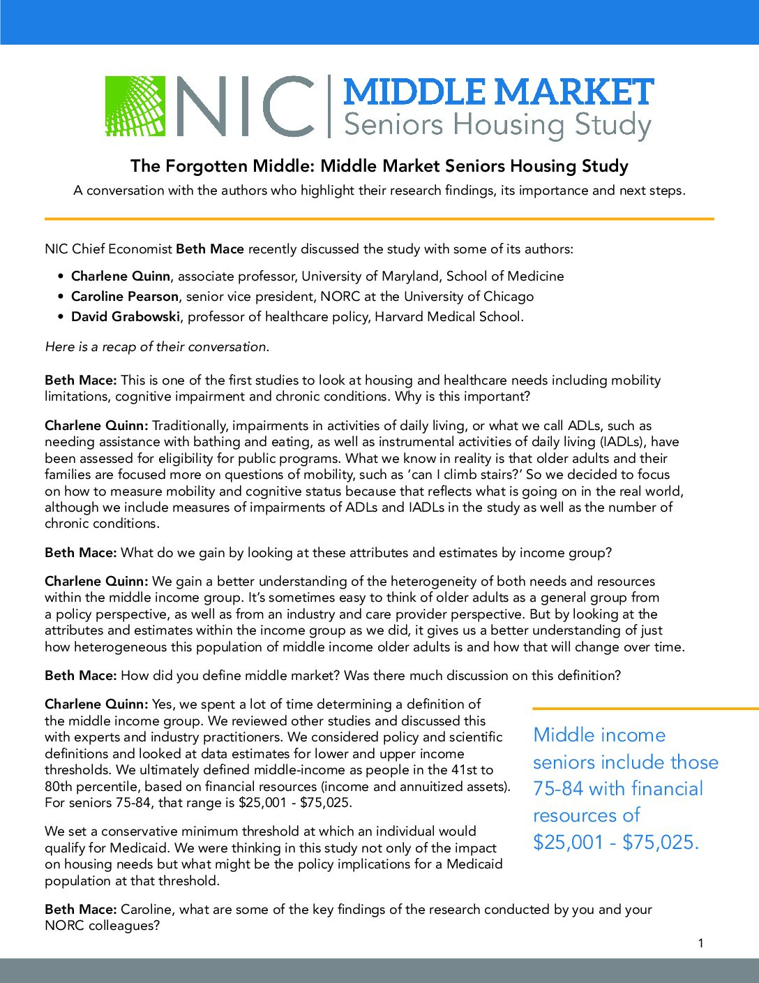 Q&A: The Forgotten Middle – Middle Market Seniors Housing Study