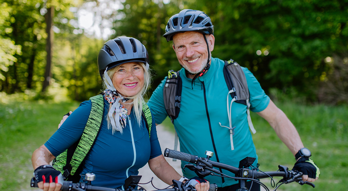 Senior Couple Riding Bikes