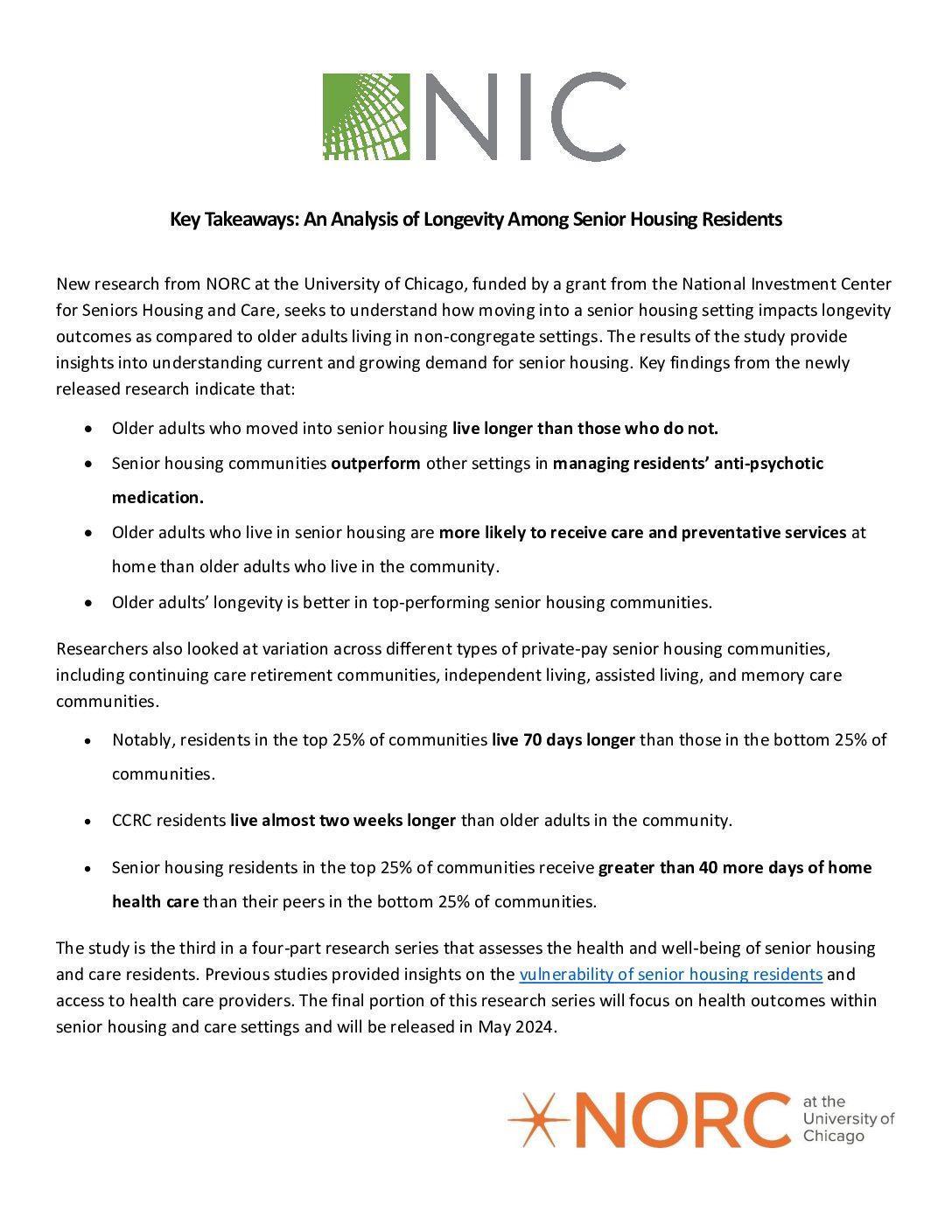 Key Takeaways: An Analysis of Longevity Among Senior Housing Residents